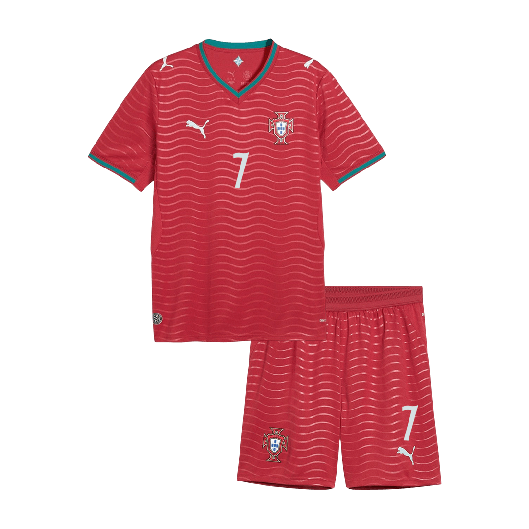 RONALDO #7 Portugal Kids Home Soccer Kit World Cup 2026 Red [PREMIUM]