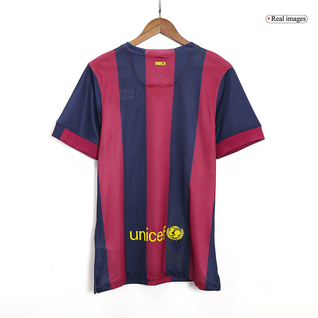 Retro SUÁREZ #9 Barcelona Mens Home Soccer Jersey 2014/15 Red&Blue