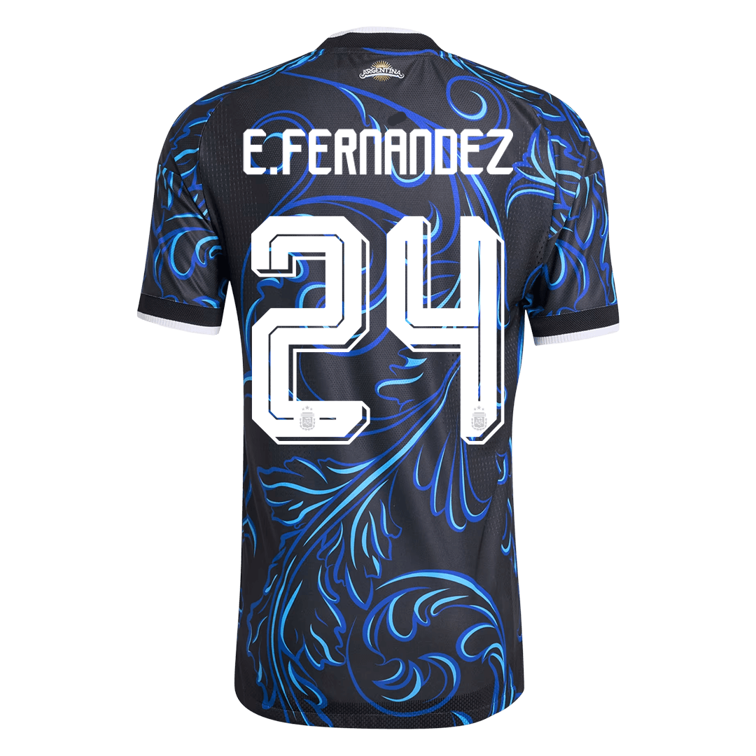 E. FERNANDEZ #24 Argentina Mens Away Soccer Jersey World Cup 2026 Black - Player Version