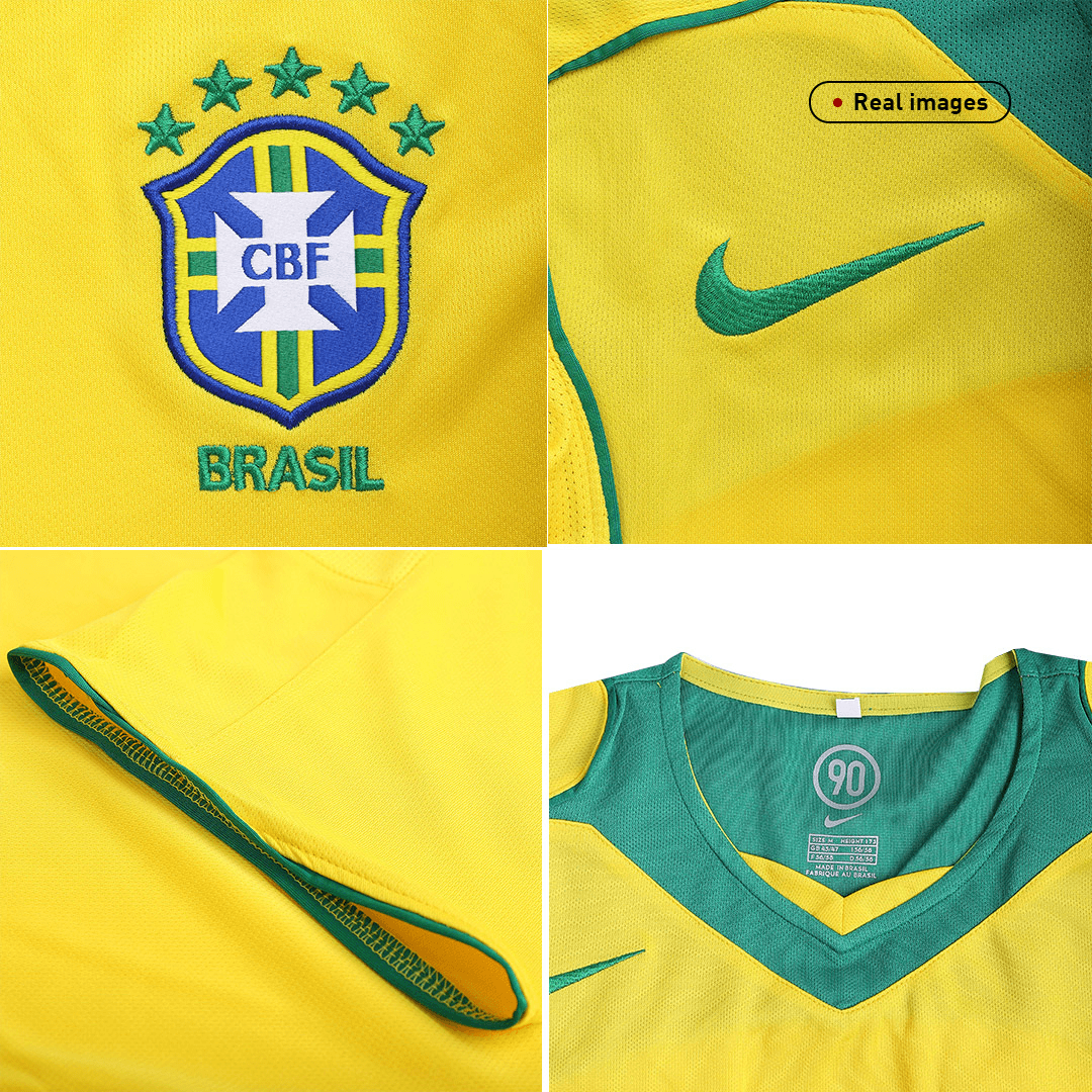 Retro Brazil Mens Home Soccer Jersey 2004 Yellow
