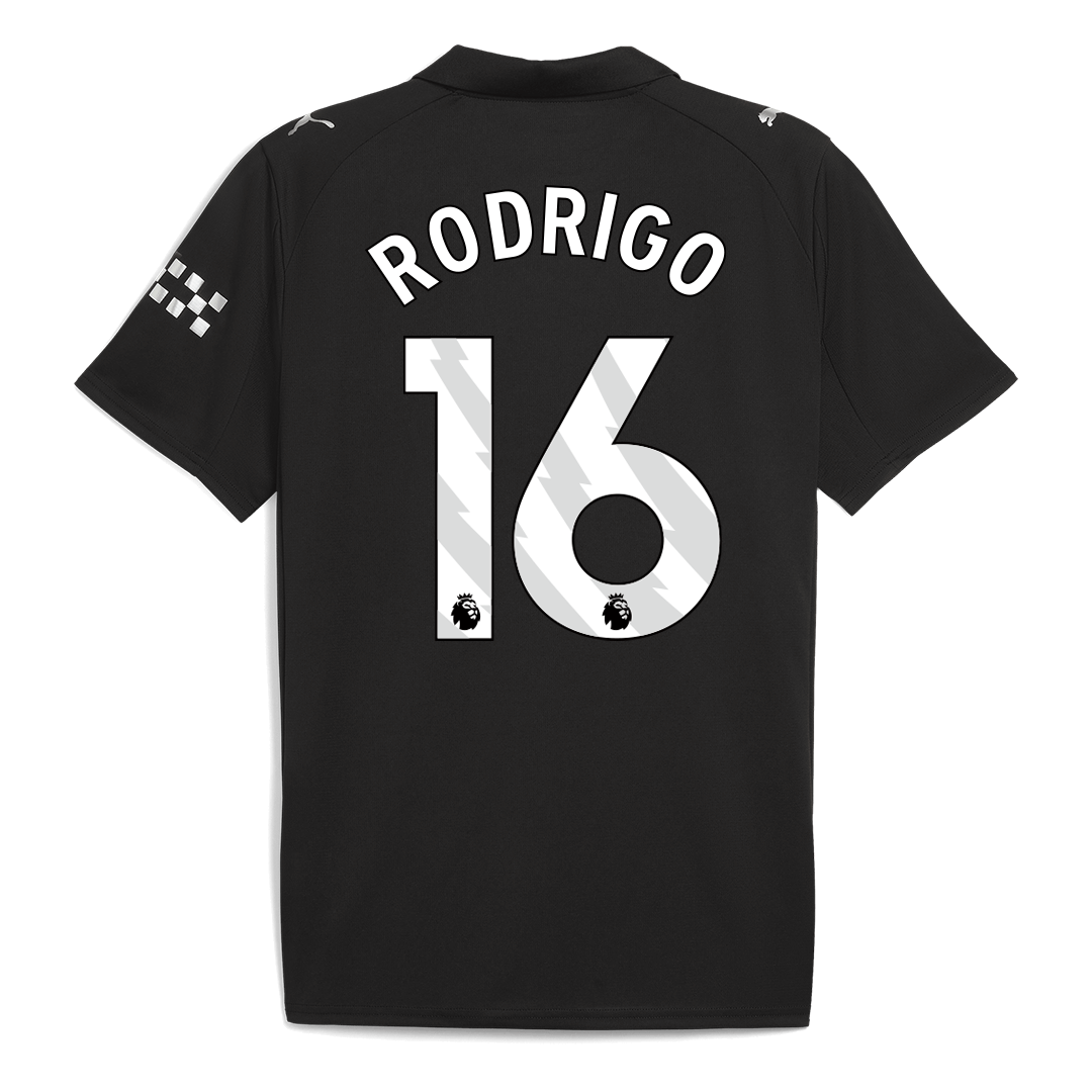 RODRIGO #16 Manchester City Mens Away Soccer Jersey 2025/26 Black
