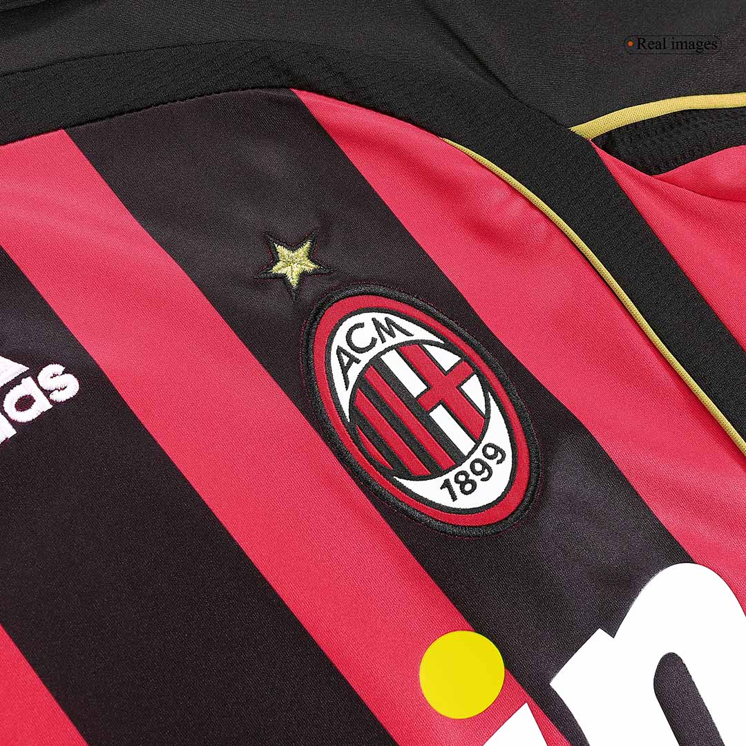 Retro RONALDO #99 AC Milan Mens Home Long Sleeve Soccer Jersey 2006/07 Red&Black