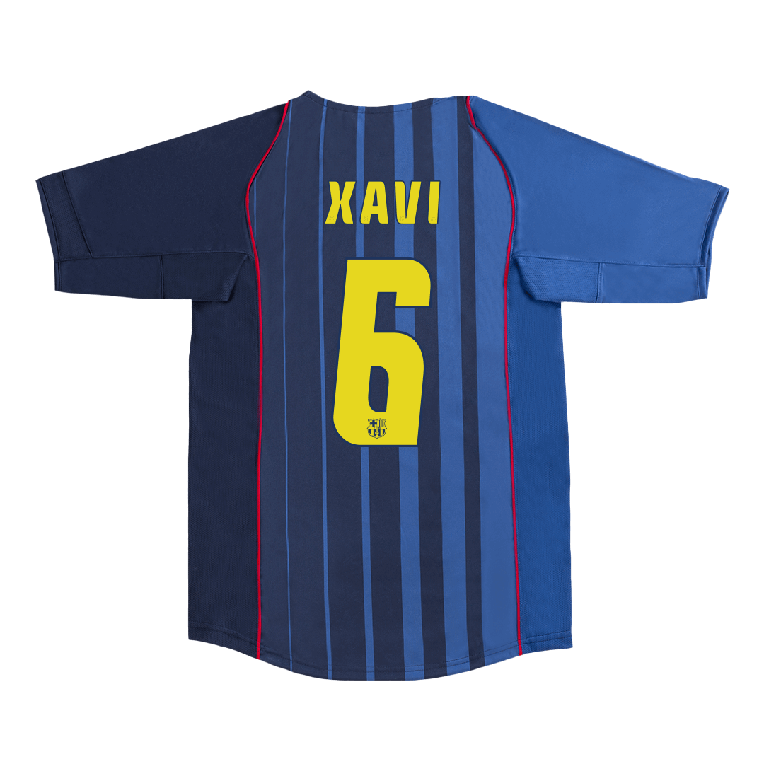 Retro XAVI #6 Barcelona Mens Away Soccer Jersey 2004/05 Blue