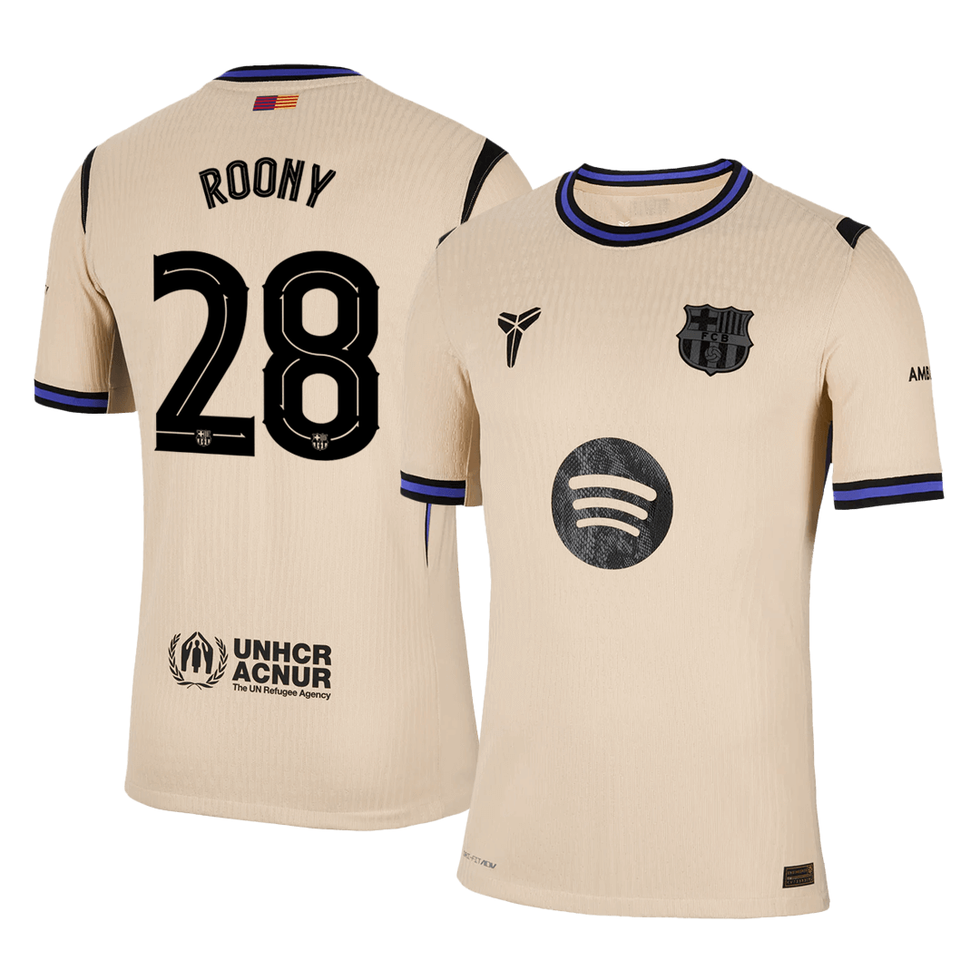 ROONY #28 Barcelona Mens Away Soccer Jersey UCL 2025/26 Yellow - Player Version