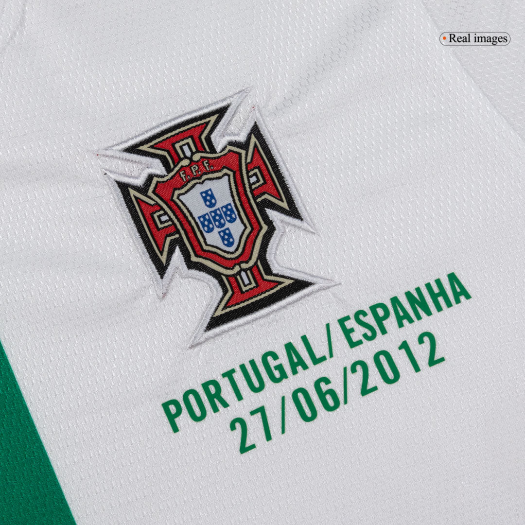 Retro Portugal Mens Away Long Sleeve Soccer Jersey 2012 White