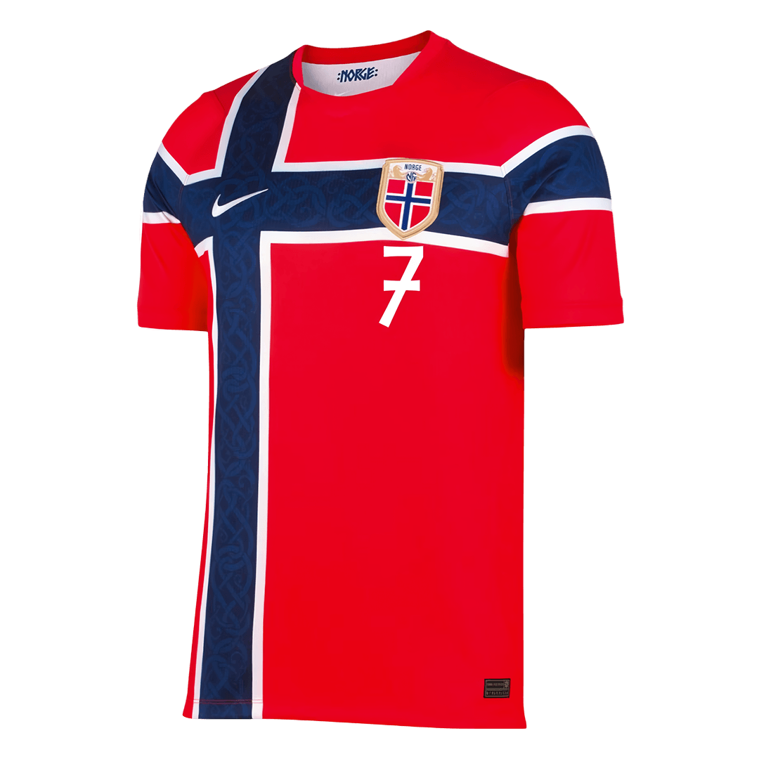 SØRLOTH #7 Norway Mens Home Soccer Jersey World Cup 2026 Red
