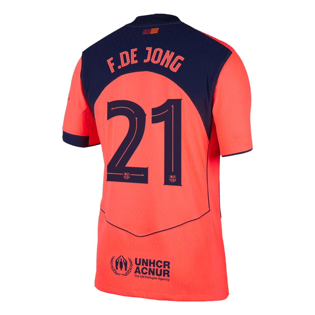 F.DE JONG #21 Barcelona Mens Third Away Soccer Jersey UCL 2025/26 Orange - Player Version