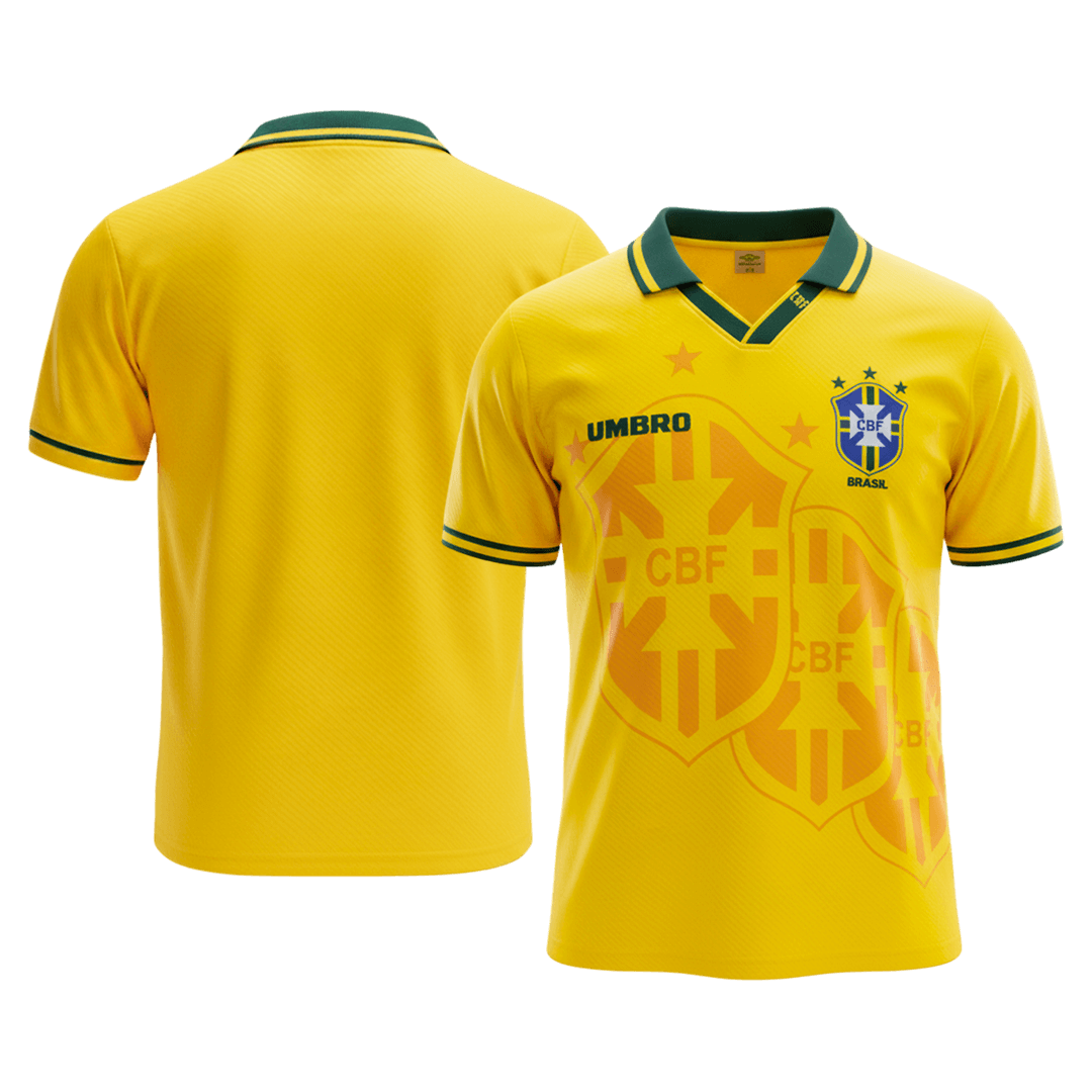 Retro Brazil Mens Home Soccer Jersey 1994 Yellow