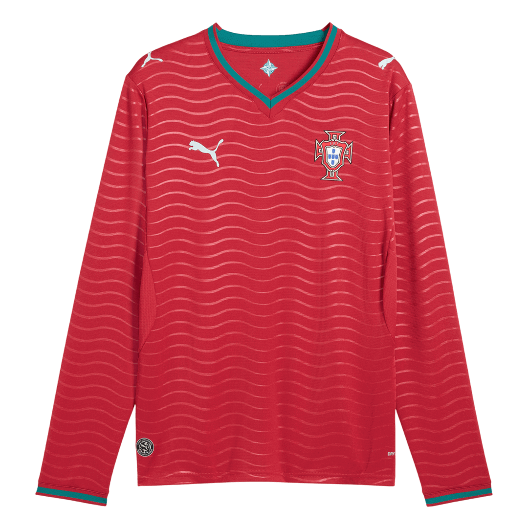 Portugal Mens Home Long Sleeve Soccer Jersey World Cup 2026 Red