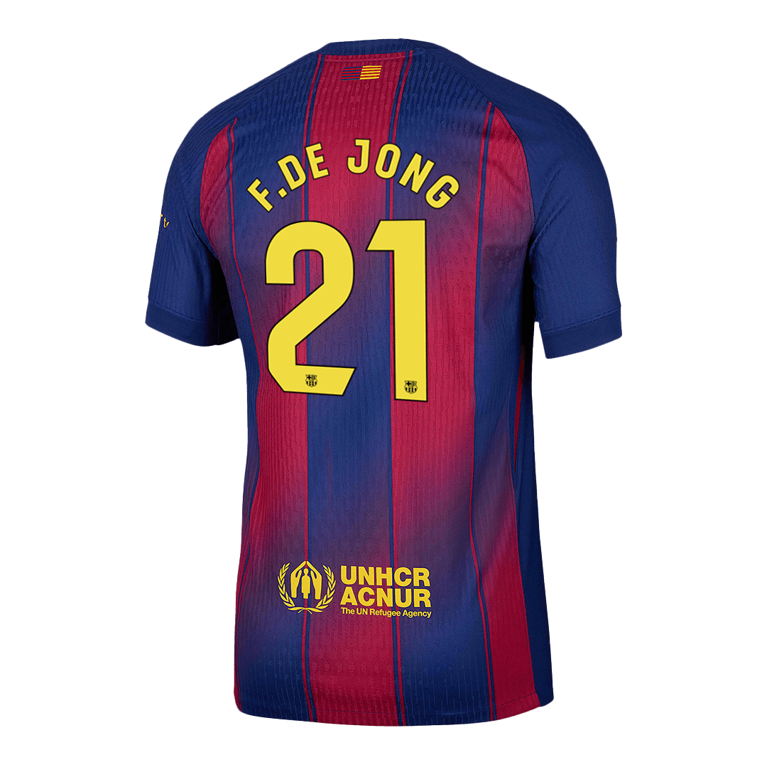 F.DE JONG #21 Barcelona Mens Home Soccer Jersey 2025/26 Red&Blue - Player Version