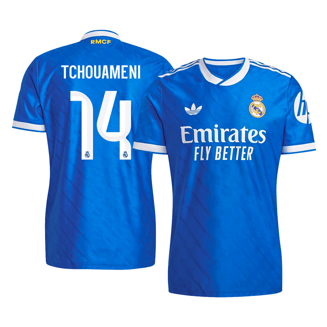 TCHOUAMENI #14 Real Madrid Mens Third Away Soccer Jersey 2025/26 Blue - Player Version