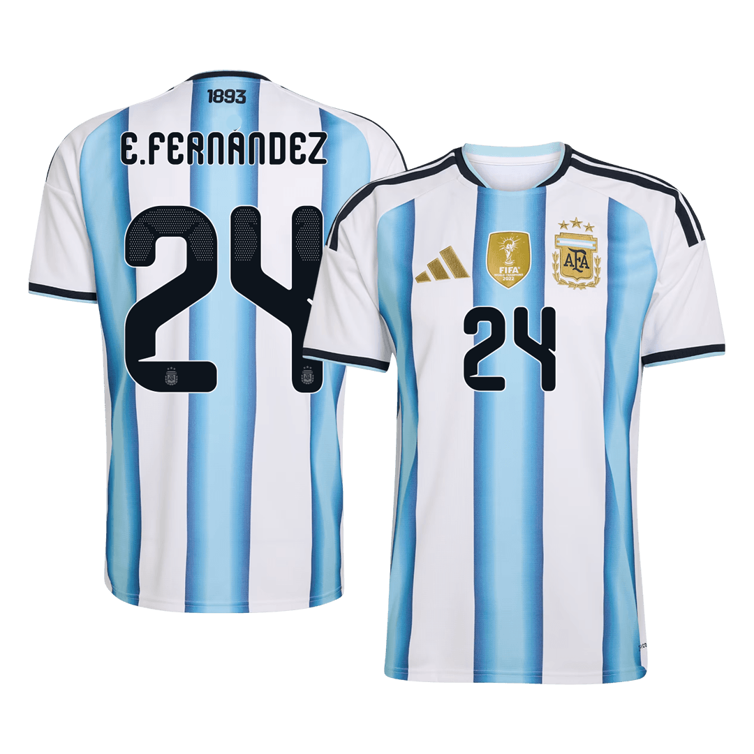 E. FERNANDEZ #24 Argentina Mens Home Soccer Jersey World Cup 2026 Blue&White [PREMIUM]