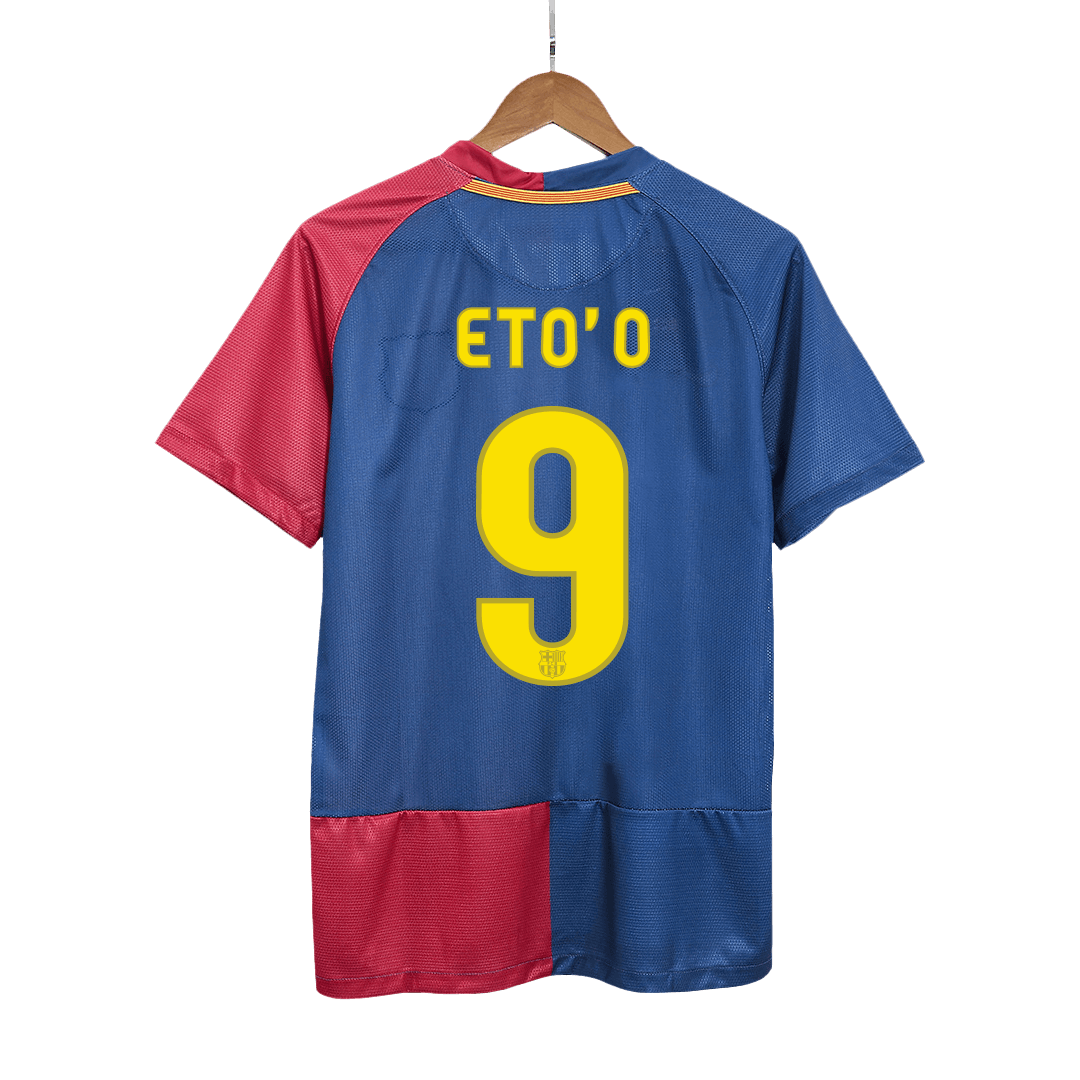 Retro ETO'O #9 Barcelona Mens Home Soccer Jersey UCL Final UCL 2008/09 Blue&Red