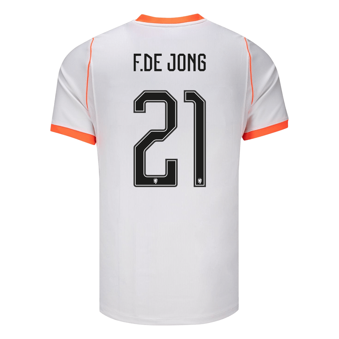 F.DE JONG #21 Netherlands Mens Away Soccer Jersey World Cup 2026 White