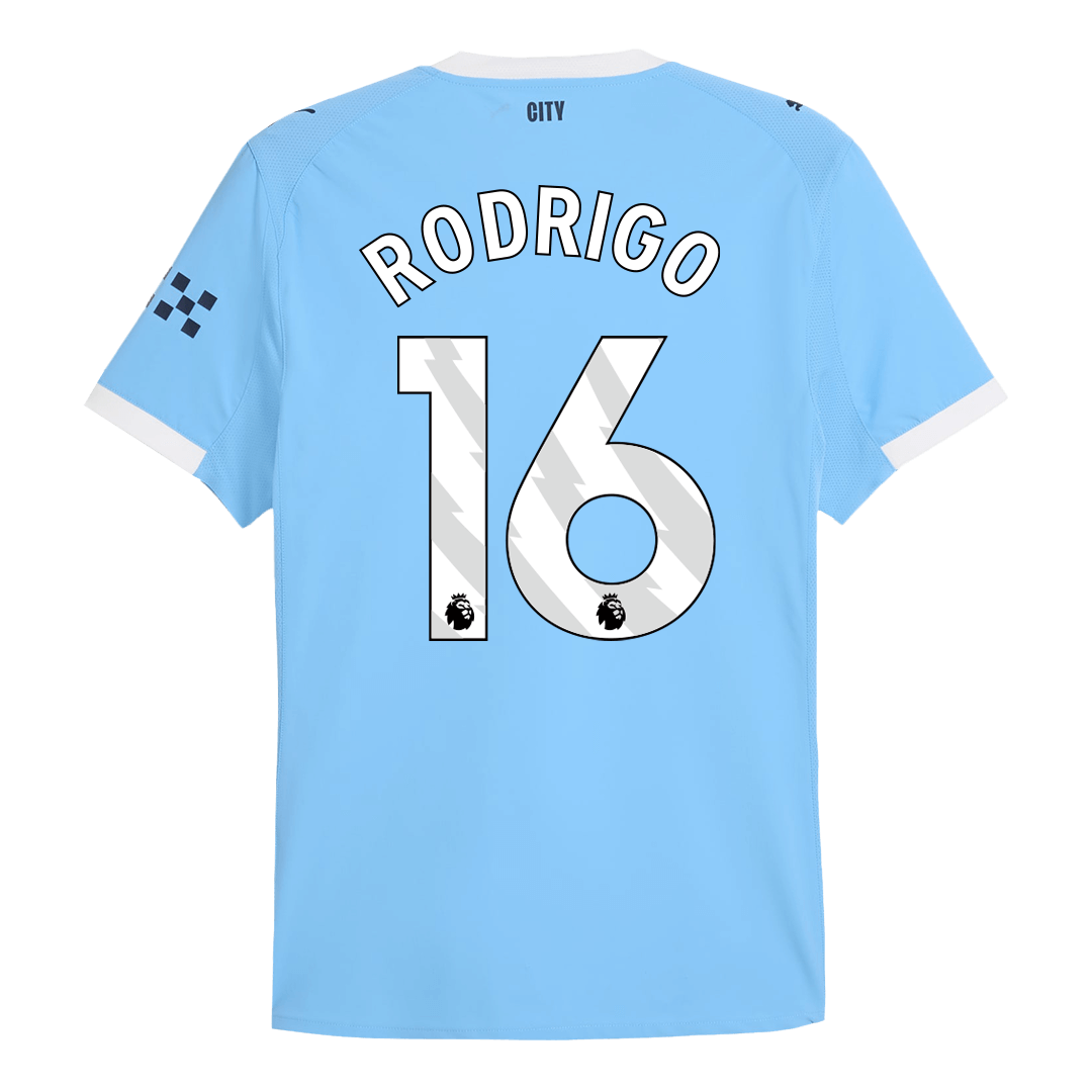 RODRIGO #16 Manchester City Mens Home Soccer Jersey 2025/26 Blue - Player Version