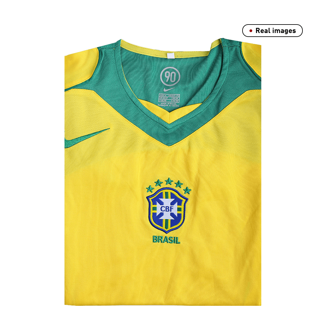 Retro Brazil Mens Home Soccer Jersey 2004 Yellow