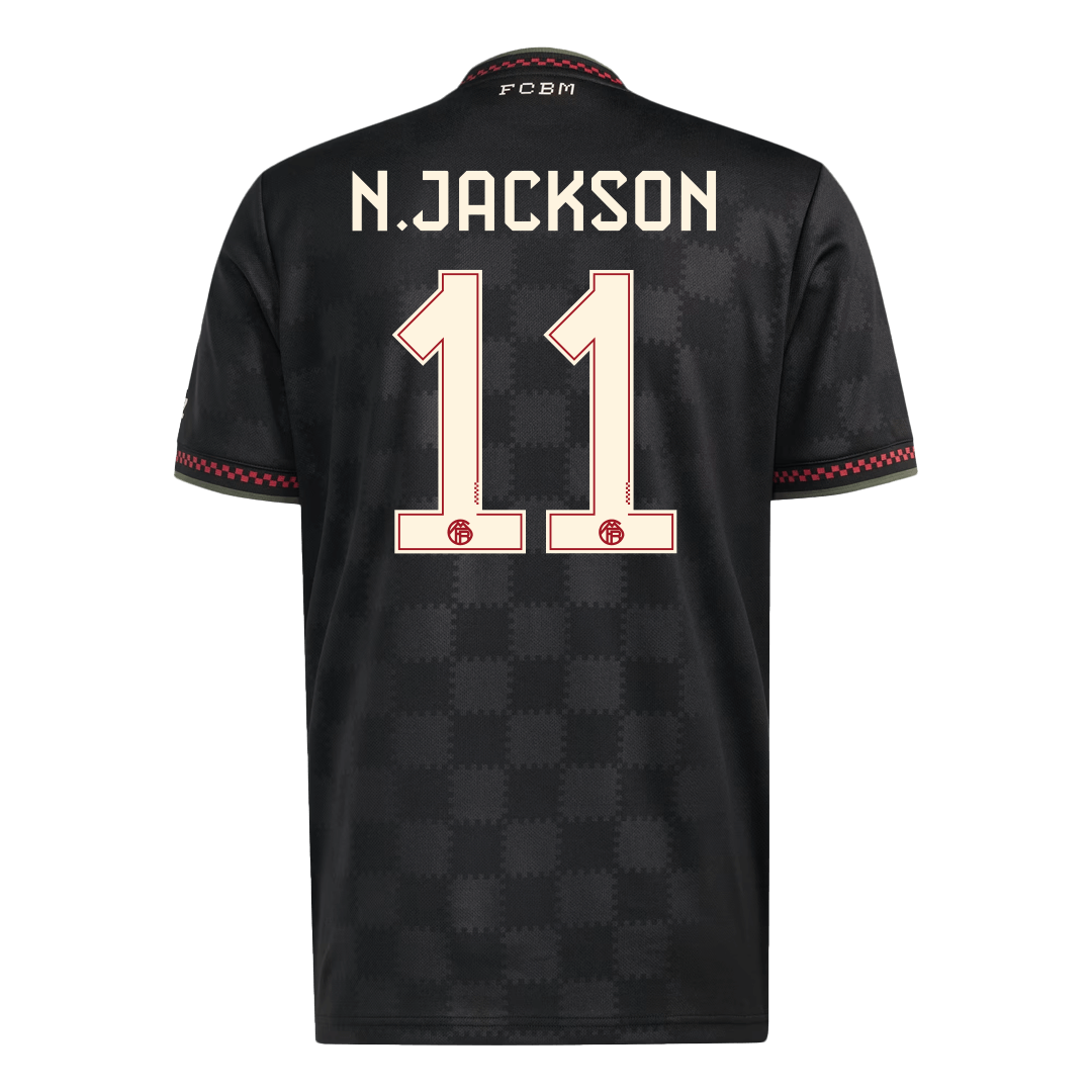 N.JACKSON #11 Bayern Munich Mens Third Away Soccer Jersey 2025/26 Black