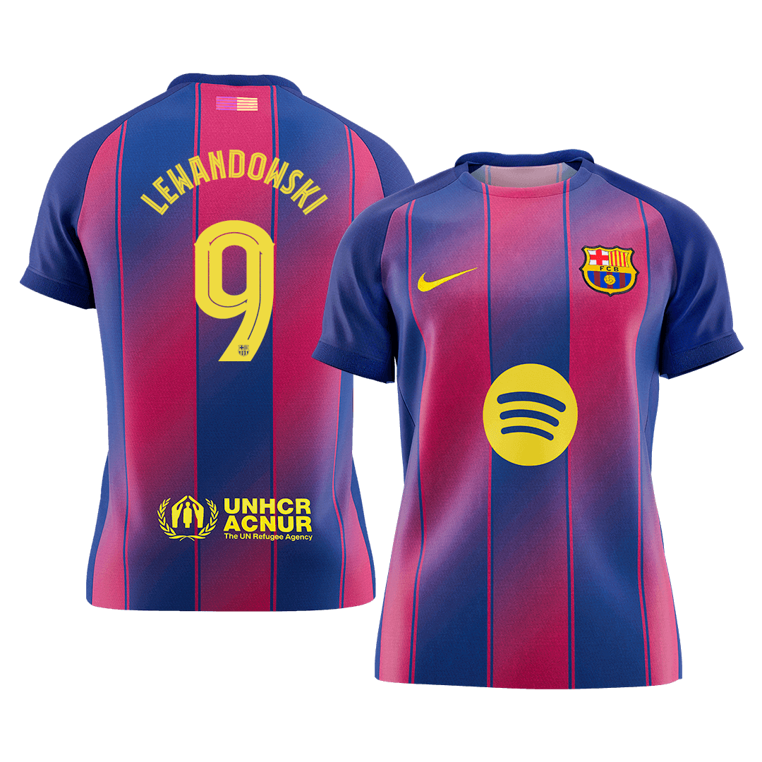 LEWANDOWSKI #9 Barcelona Mens Home Soccer Jersey UCL 2025/26 Red&Blue [PREMIUM]