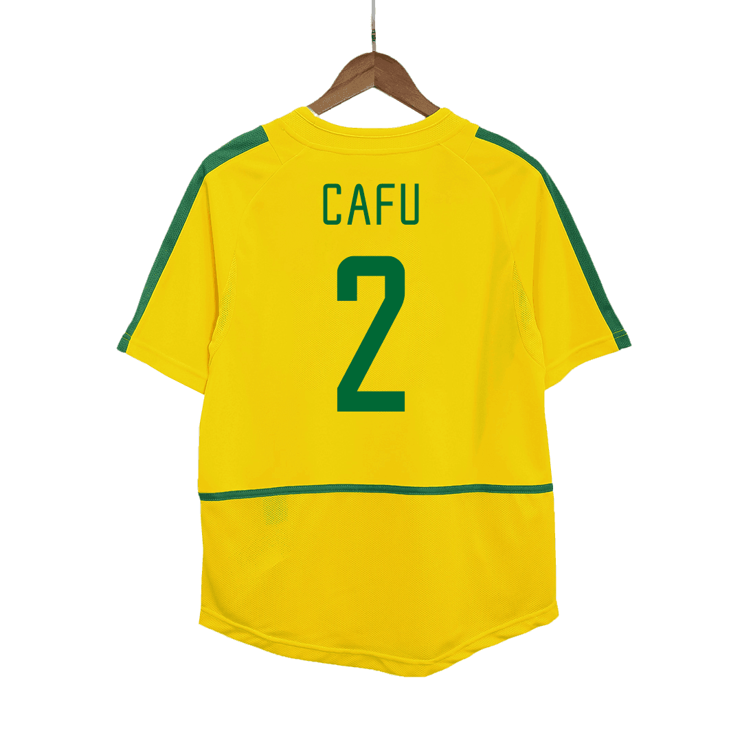 Retro CAFU #2 Brazil Mens Home Soccer Jersey 2002/03 Yellow