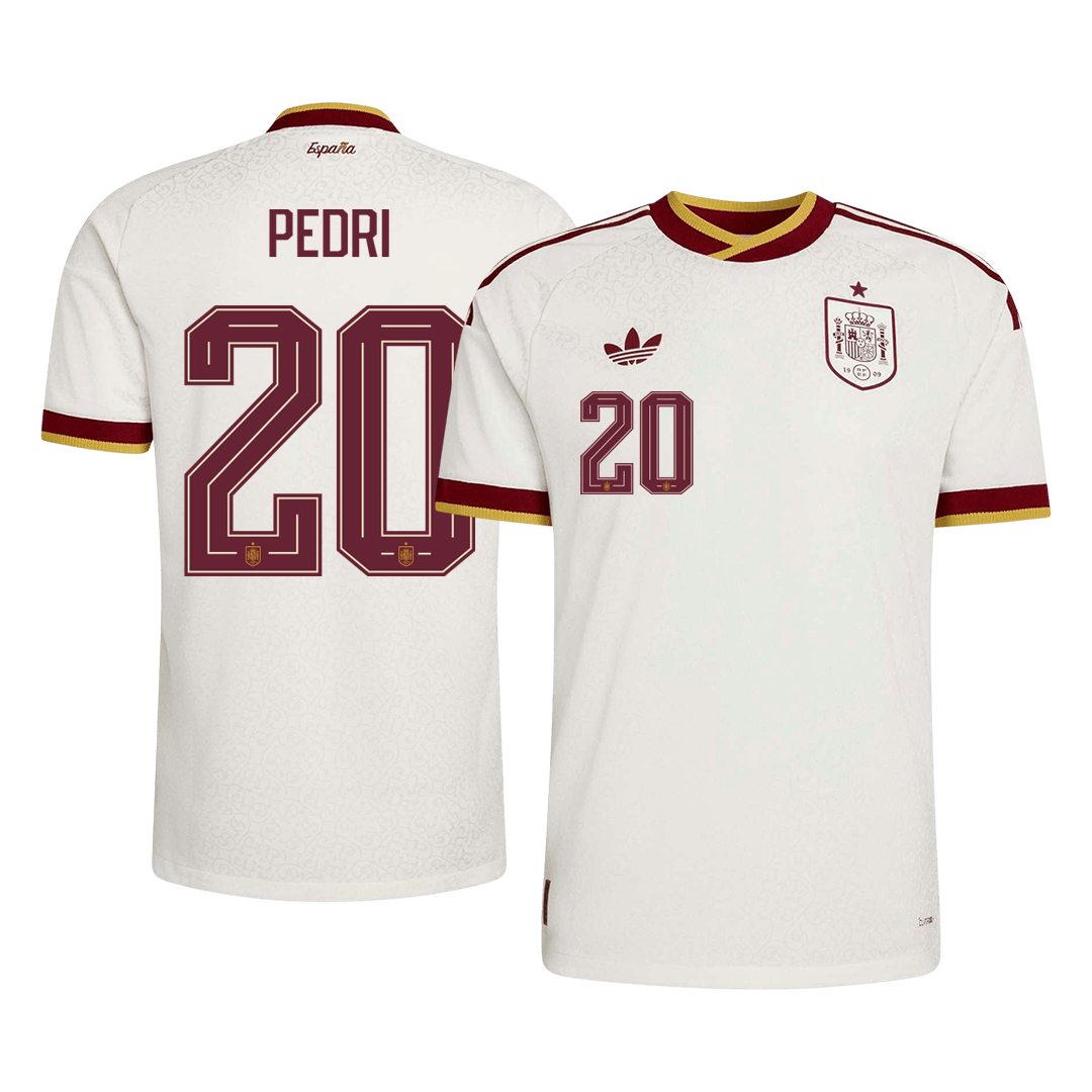 PEDRI #20 Spain Mens Away Soccer Jersey World Cup 2026 White - Player Version