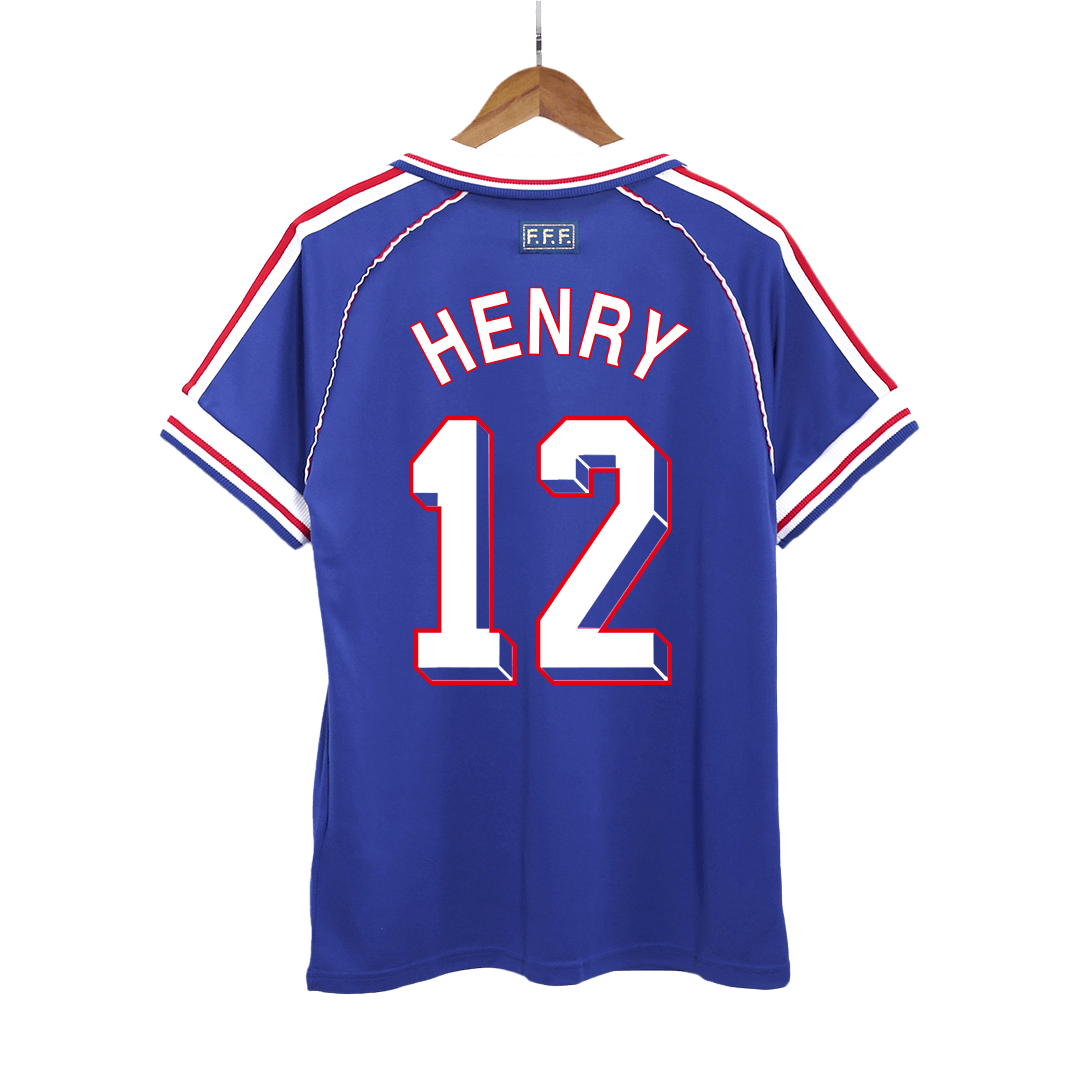 Retro HENRY #12 France Mens Home Soccer Jersey World Cup 1998 Blue