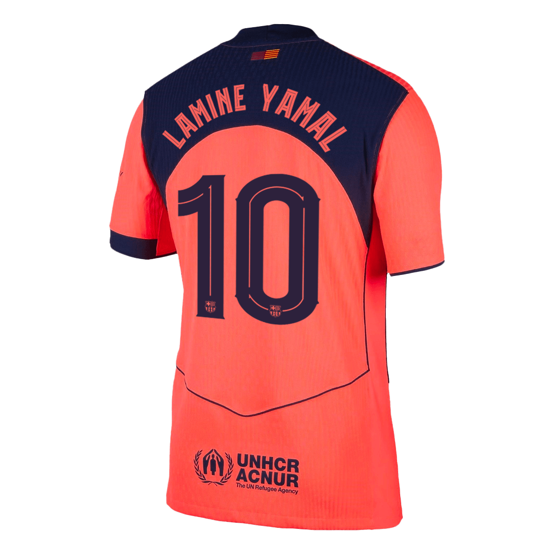 LAMINE YAMAL #10 Barcelona Mens Third Away Soccer Jersey UCL 2025/26 Orange - Player Version
