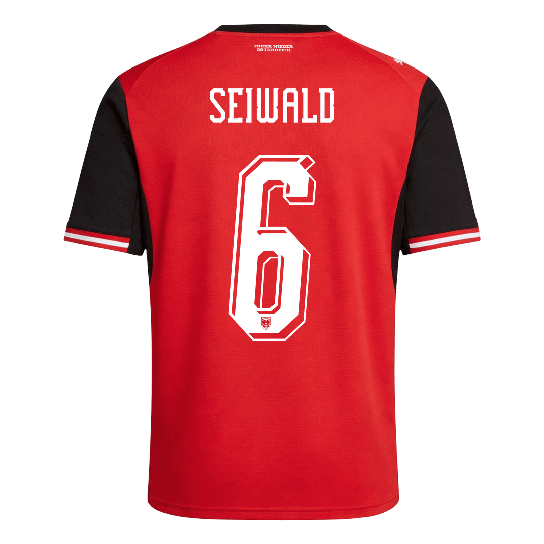 SEIWALD #6 Austria Mens Home Soccer Jersey World Cup 2026 Red