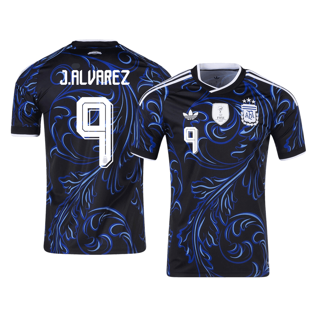 J. ALVAREZ #9 Argentina Mens Away Soccer Jersey World Cup 2026 Black