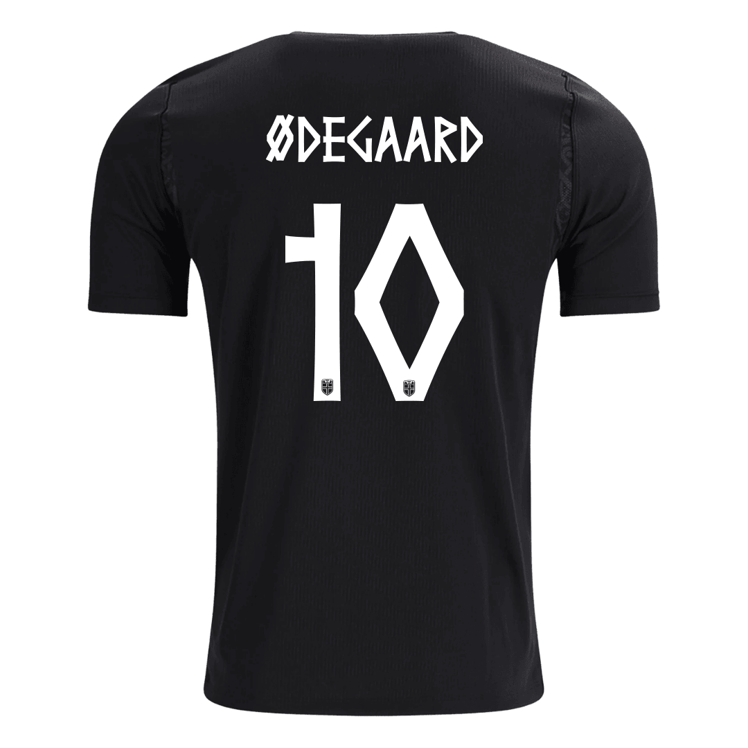 ØDEGAARD #10 Norway Mens Away Soccer Jersey World Cup 2026 Black