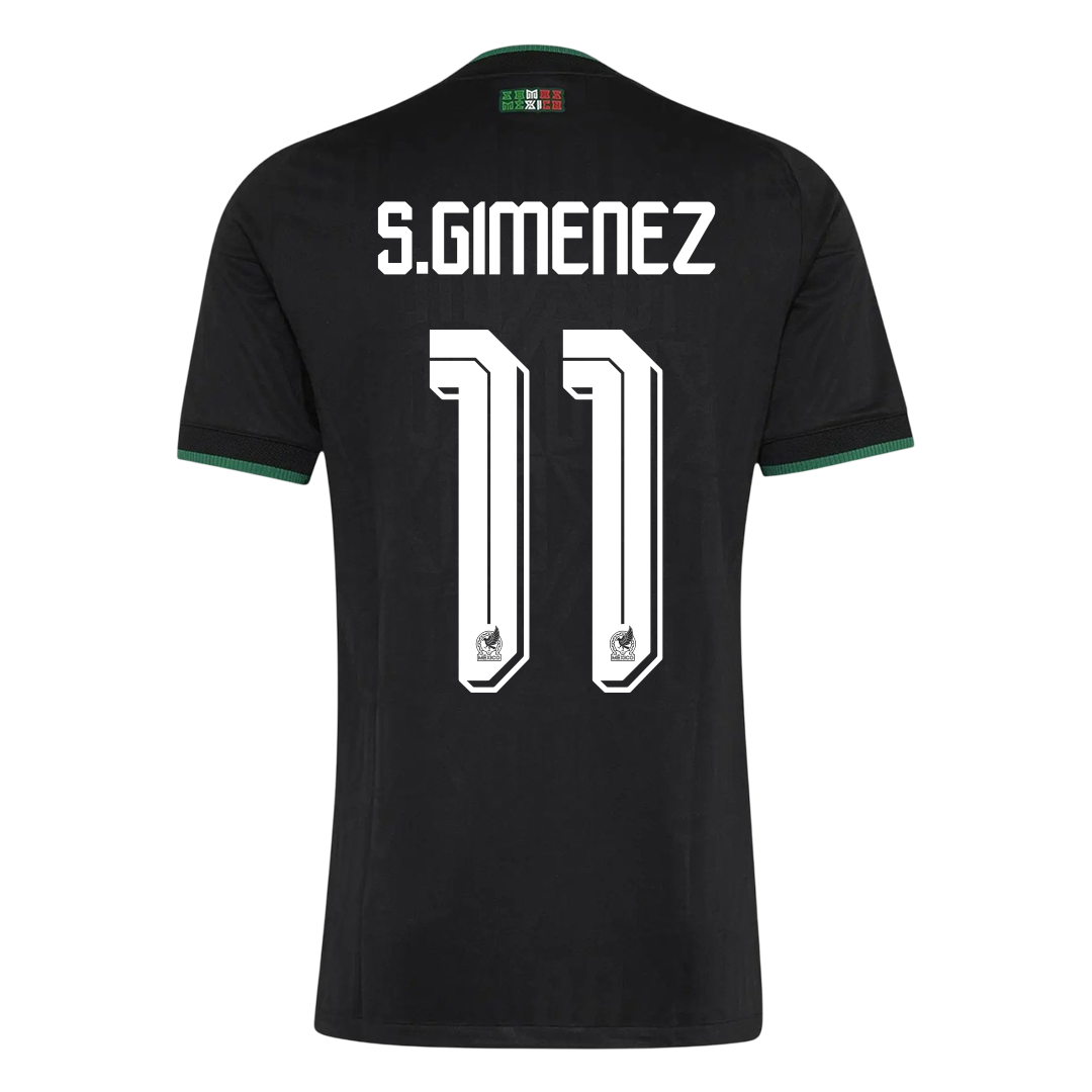 S.GIMENEZ #11 Mexico Mens Third Away Soccer Jersey World Cup 2026 Black - Player Version