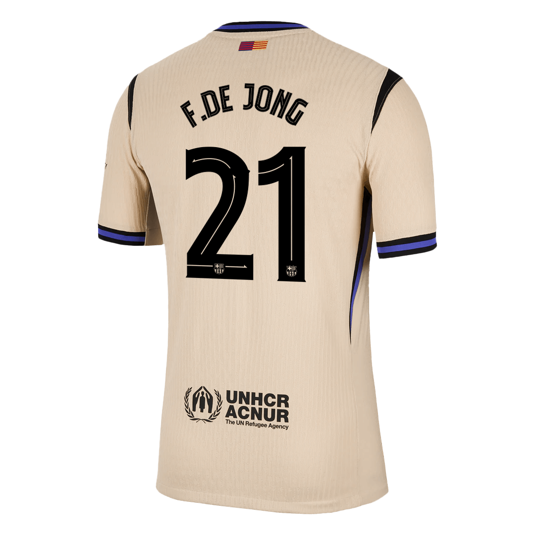 F.DE JONG #21 Barcelona Mens Away Soccer Jersey UCL 2025/26 Yellow - Player Version