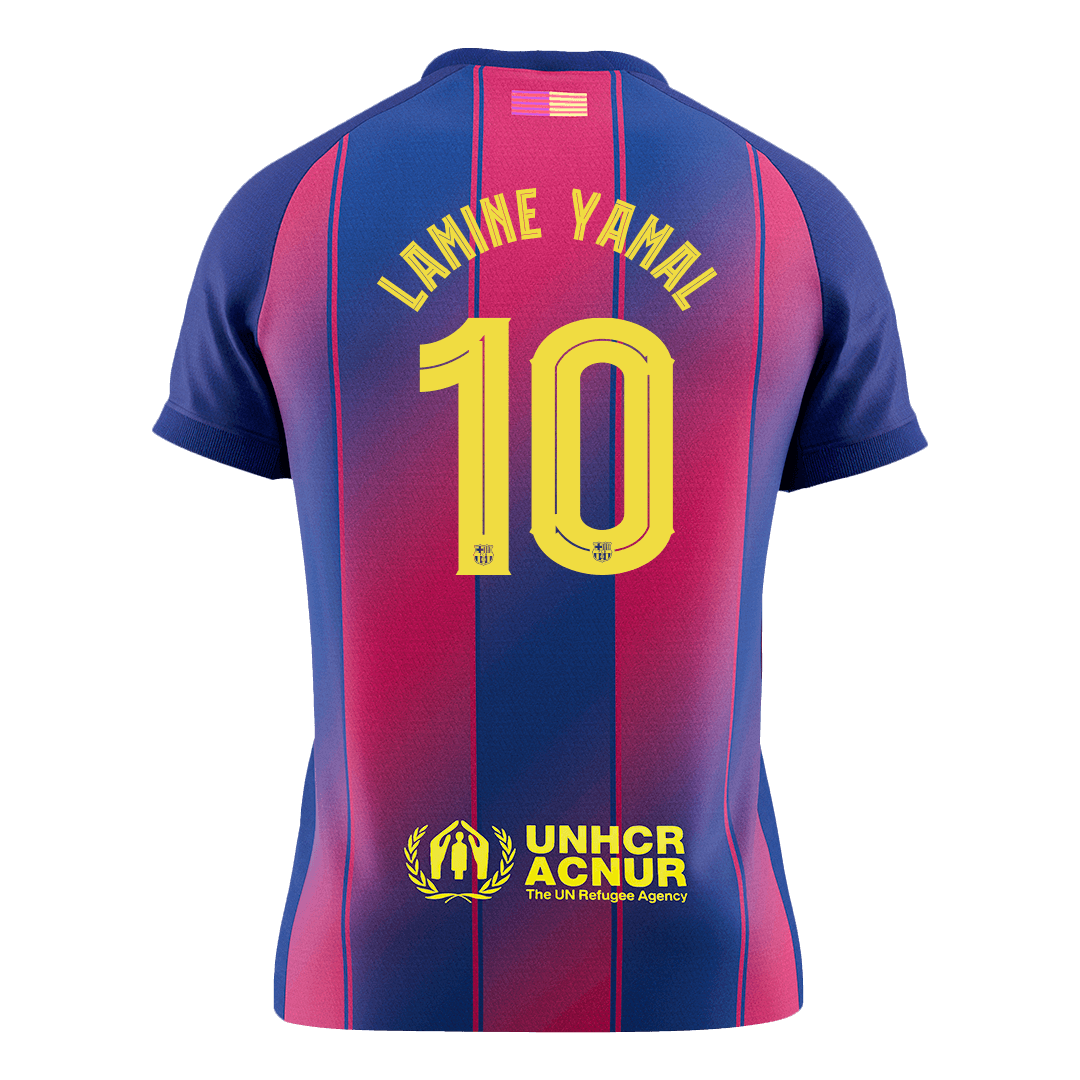 LAMINE YAMAL #10 Barcelona Mens Home Soccer Jersey UCL 2025/26 Red&Blue [PREMIUM]