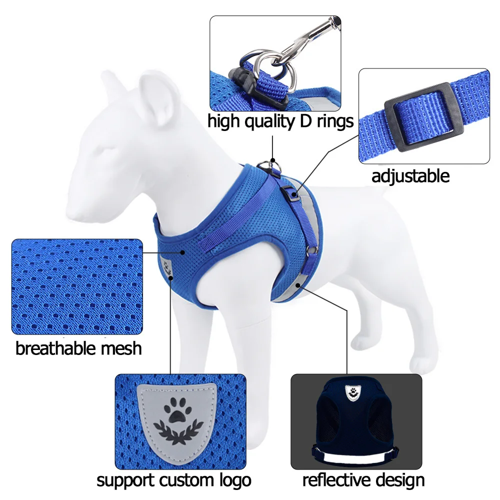 Reflective Dog Leash and Harness High Quality Dog Harness Sets Summer Harness for Dog-MOXMALL