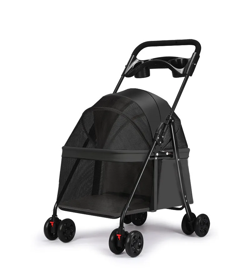 Best-selling 4-wheel Metal Pet Trolley Carrier for Cats Dogs Small Animals.Lightweight Foldable Large Capacity Easy-MOXMALL