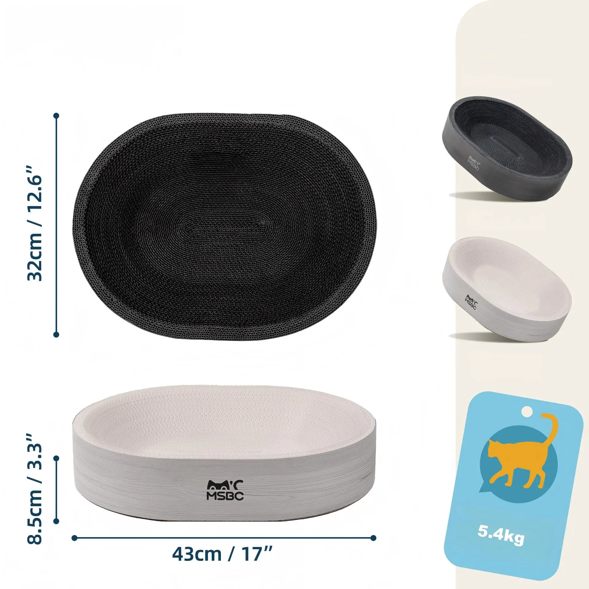 Elliptical Cat Scratching Post Bed Combined Eco-Friendly Durable Wear-Resistant Non-Slip Non-Debris Corrugated Paper Cat Toy Pet