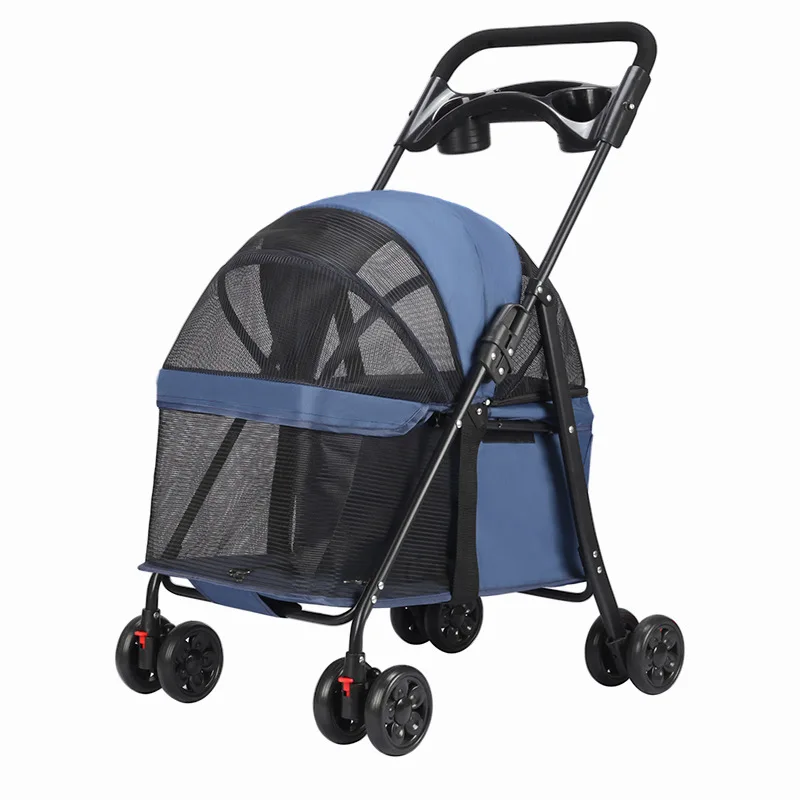 Best-selling 4-wheel Metal Pet Trolley Carrier for Cats Dogs Small Animals.Lightweight Foldable Large Capacity Easy-MOXMALL