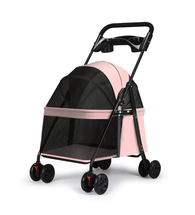 Best-selling 4-wheel Metal Pet Trolley Carrier for Cats Dogs Small Animals.Lightweight Foldable Large Capacity Easy-MOXMALL