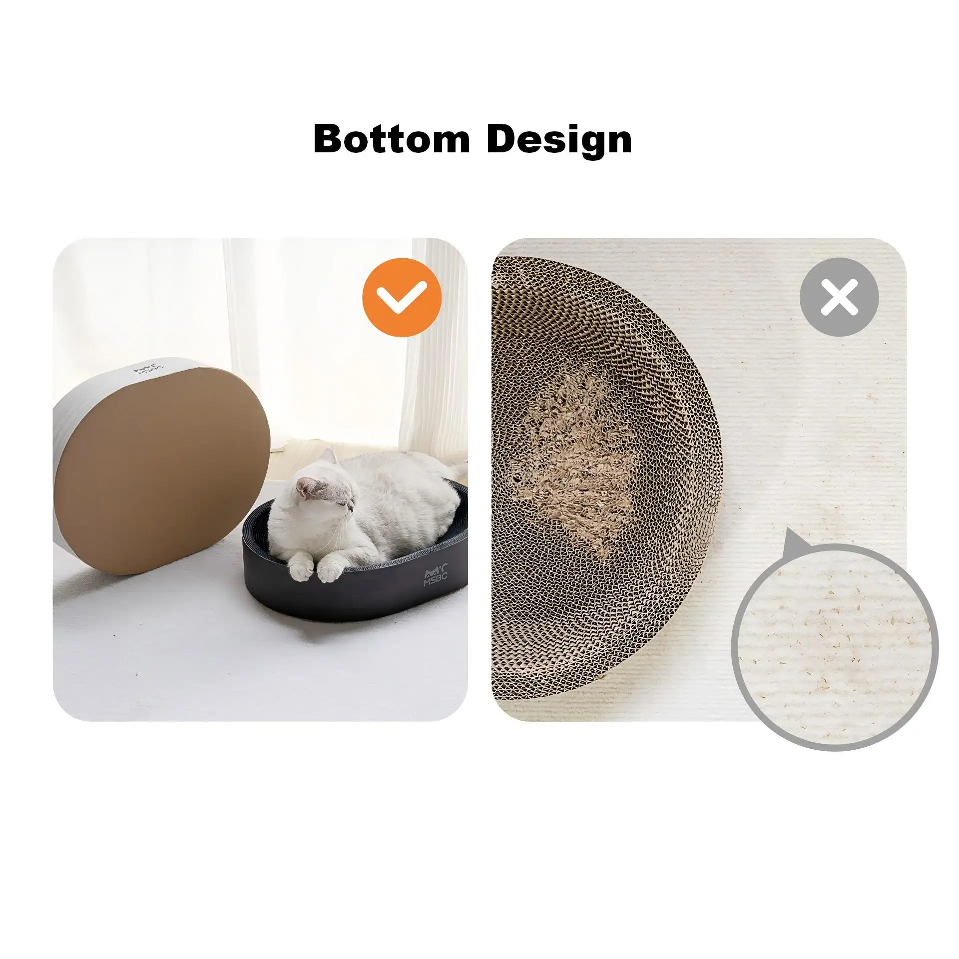 Elliptical Cat Scratching Post Bed Combined Eco-Friendly Durable Wear-Resistant Non-Slip Non-Debris Corrugated Paper Cat Toy Pet