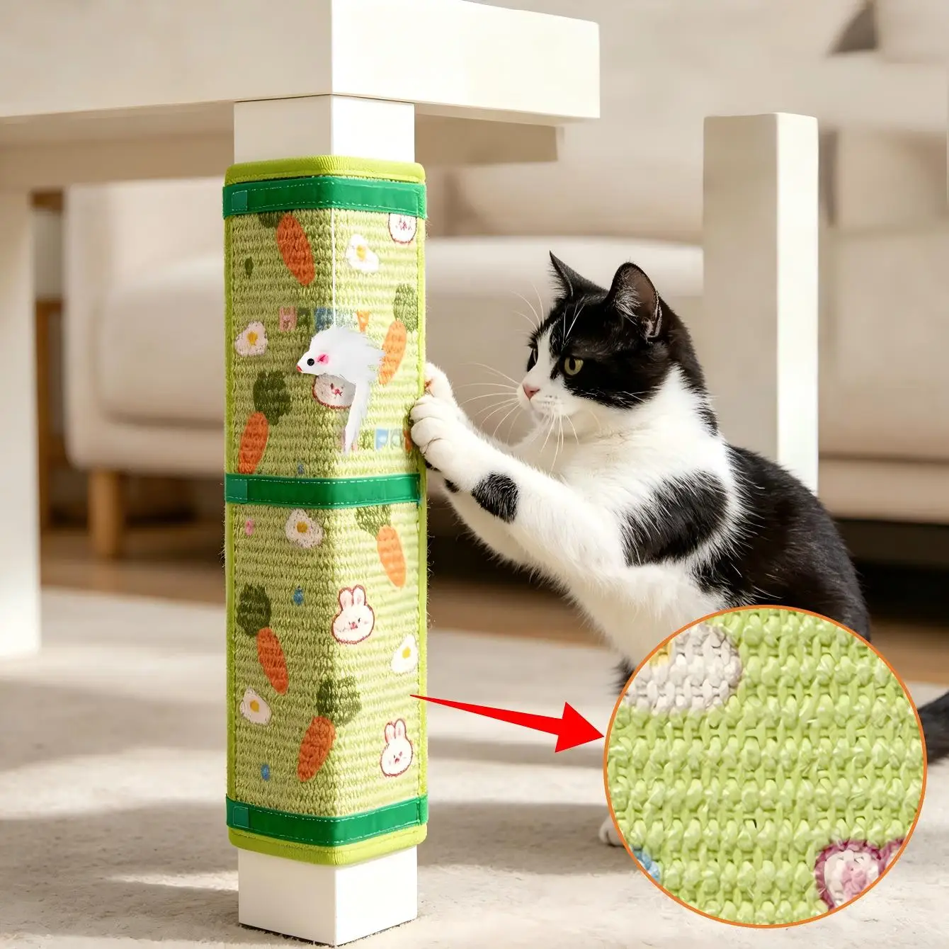 Customizable Patterns  Sisal-wrapped Table-leg cat Scratching Post Durable Wear-resistant Shed-free; Vertical Sisal Column