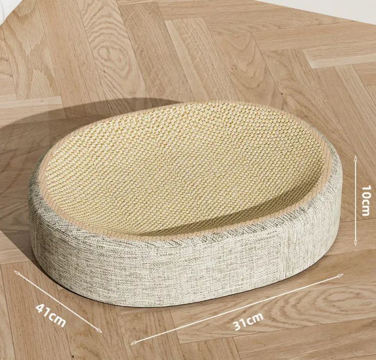 Luxury Sisal-Woven Cat Scratcher & Bed Combo-Durable Indestructible Shed-Resistant Oval Design