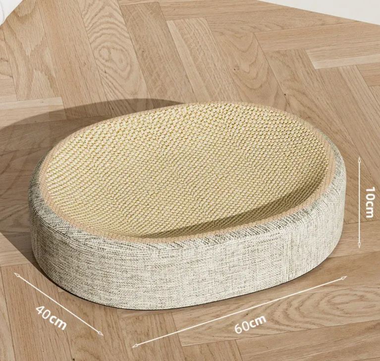 Luxury Sisal-Woven Cat Scratcher & Bed Combo-Durable Indestructible Shed-Resistant Oval Design