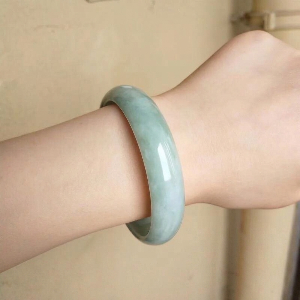 Authentic Natural Green Jade Bangle, Imperial Style Hand-Carved Jadeite Bracelet, Oriental Vintage Fine Jewelry Gift for Her