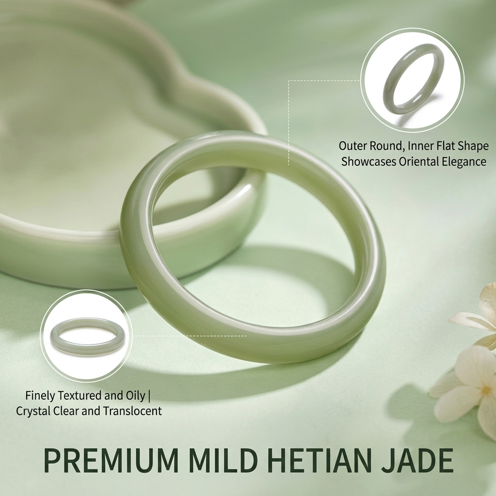 Natural Hetian Jade Bangle | Oriental Elegance Collection