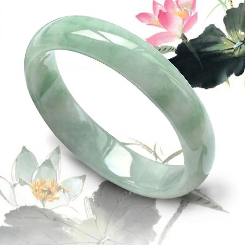 Authentic Natural Green Jade Bangle, Imperial Style Hand-Carved Jadeite Bracelet, Oriental Vintage Fine Jewelry Gift for Her