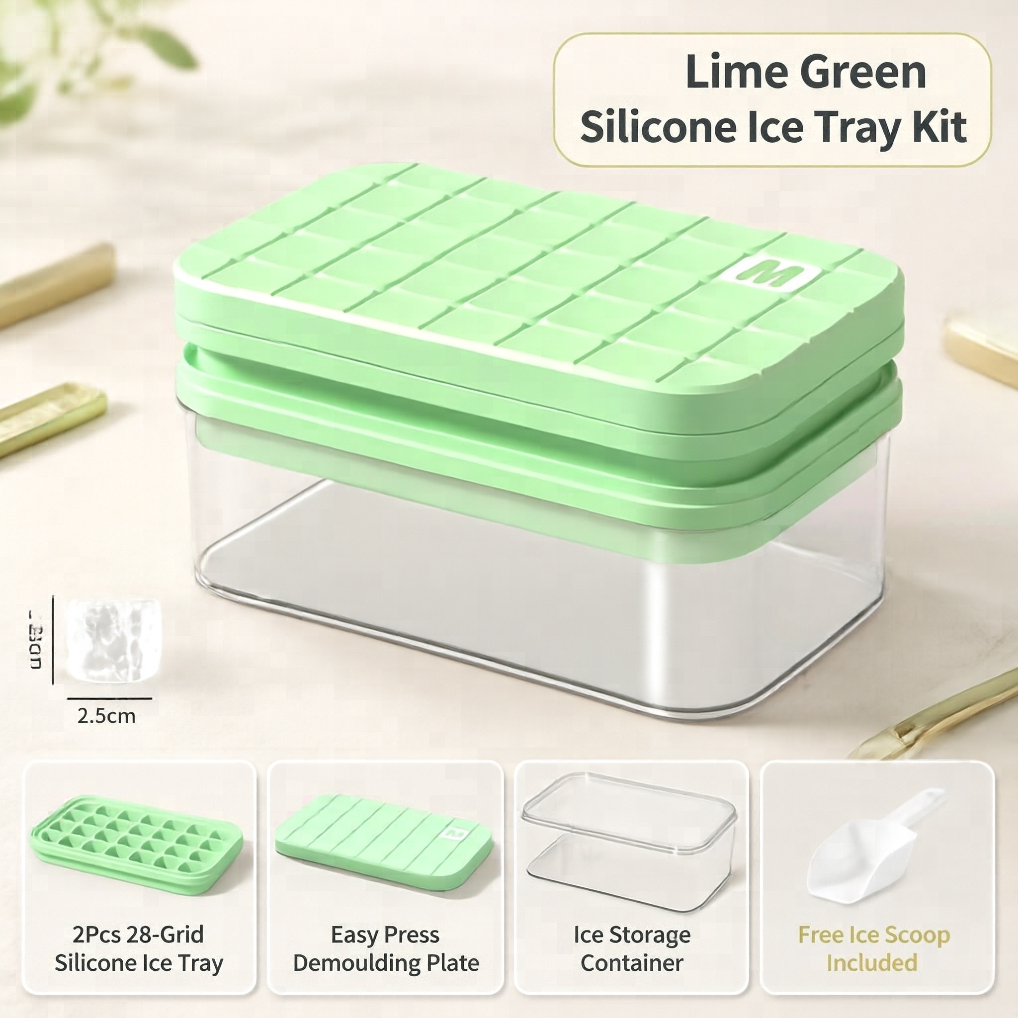 Press-type ice cube plastic mold, easy-release, large-capacity, food-grade storage mold for making ice cubes in the refrigerator