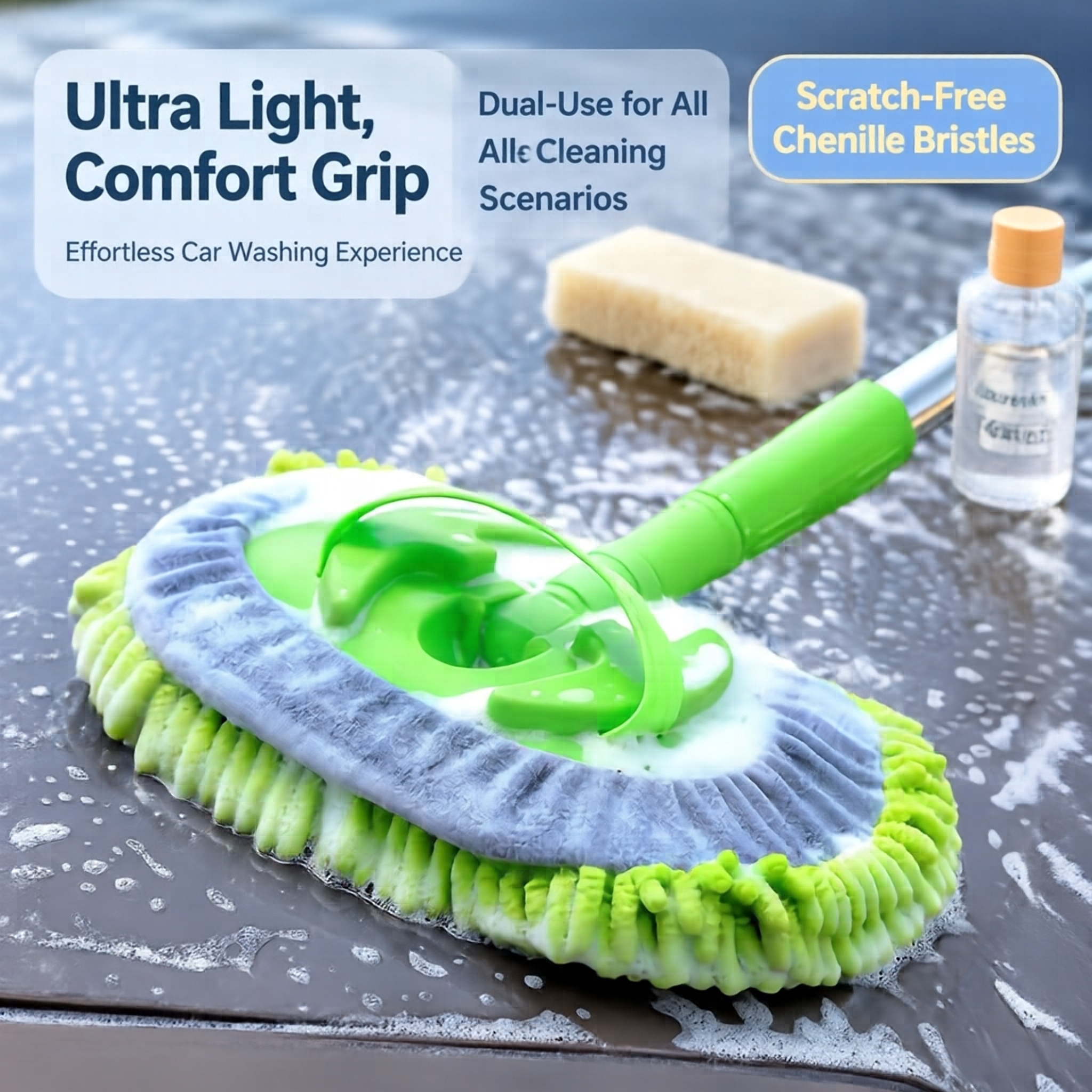 Car wash mop, car cleaning brush, telescopic chenille car wash brush, car cleaning tool, dust duster