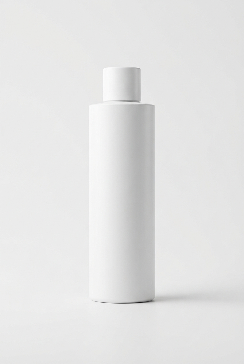 Minimalist facial cleansing gel bottle on off-white background