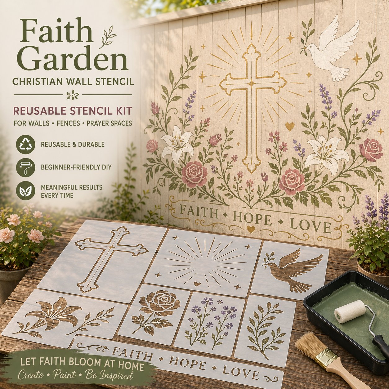 Faith Garden Wall Stencil