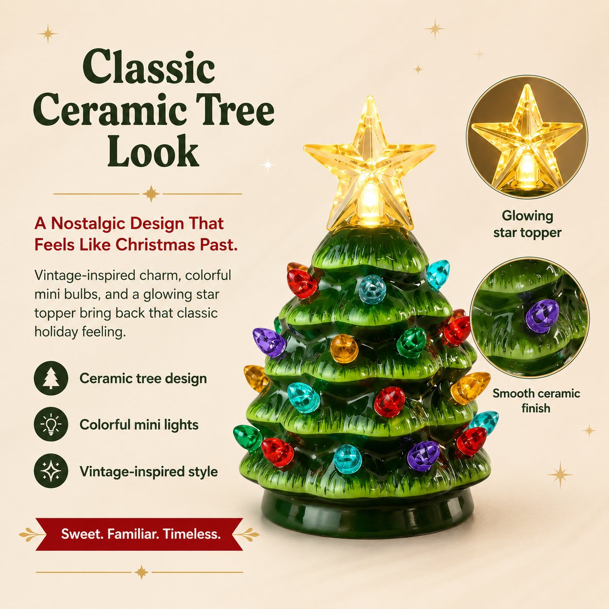 Vintage ceramic tree shape detail shot