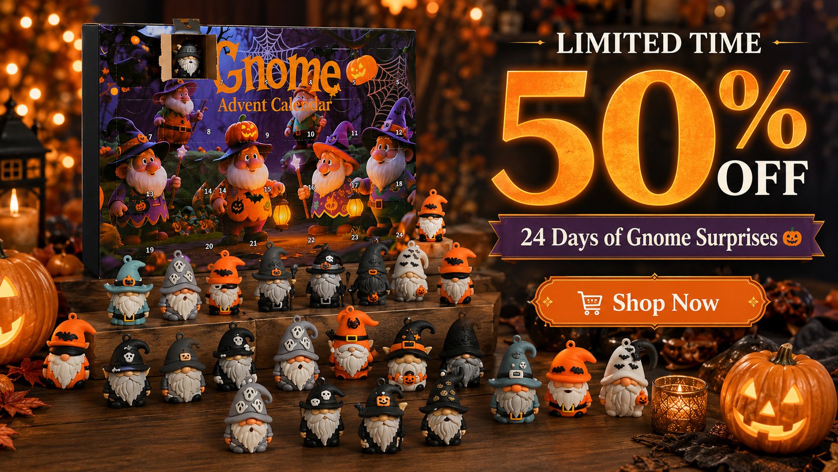 Halloween gnome advent calendar full set overview